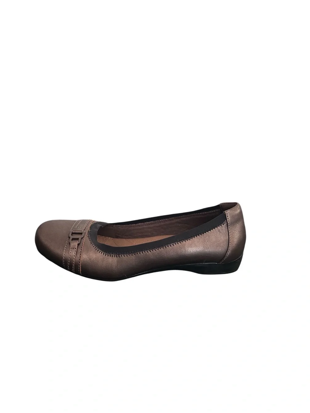Clarks Womens Cushion Soft Collection Bronze Leather Ballet Flats Size 8.5
